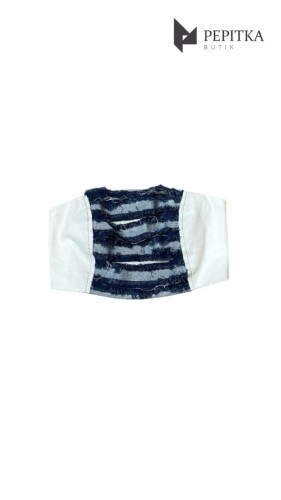 Top opaska biała z jeansem #83