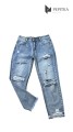 damskie jeansy niebieskie z przetarciami przód