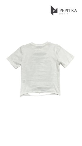 T-shirt śmietankowy z agrafkami #92
