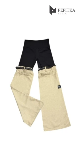 Legginsy czarno-beżowe #128