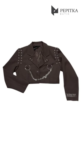 Marynarka czekoladowa z łańcuchem #32