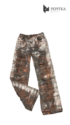 Brązowe dżinsy z przetarciami #132