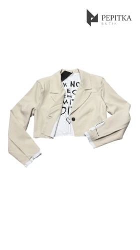Marynarka beżowa z surowym wykończeniem #33