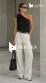 bluzka z różą na jedno ramię na modelce