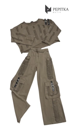 Komplet khaki z przetarciami #82